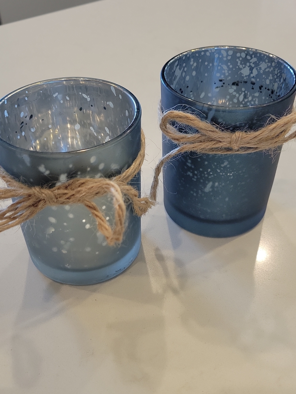 Set Of Pottery Barn Like New Mercury Glass Candle Holders